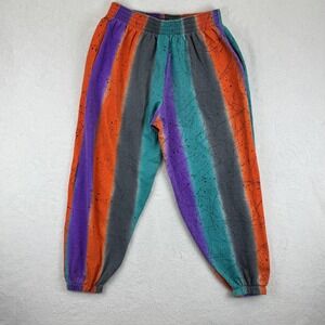 Vintage H & H Pants Mens Large Multicolor Stripe Paint Splatter Joggers 80s